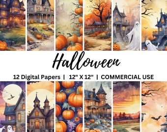 Halloween Digital Paper Pack 12 "x 12", Halloween Hintergrund, DIY Handwerk, druckbares Halloween Scrapbook Papier, Instant Download
