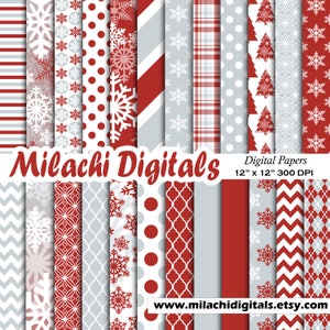 Christmas digital paper, holiday scrapbook papers, snowflake wallpaper, christmas tree background - M577