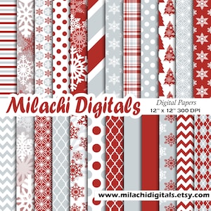 Christmas digital paper, holiday scrapbook papers, snowflake wallpaper, christmas tree background - M577