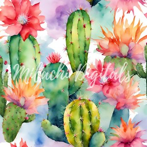 Cactus Digital Paper, Watercolor Cactus Backgrounds, Junk Journal Pages ...