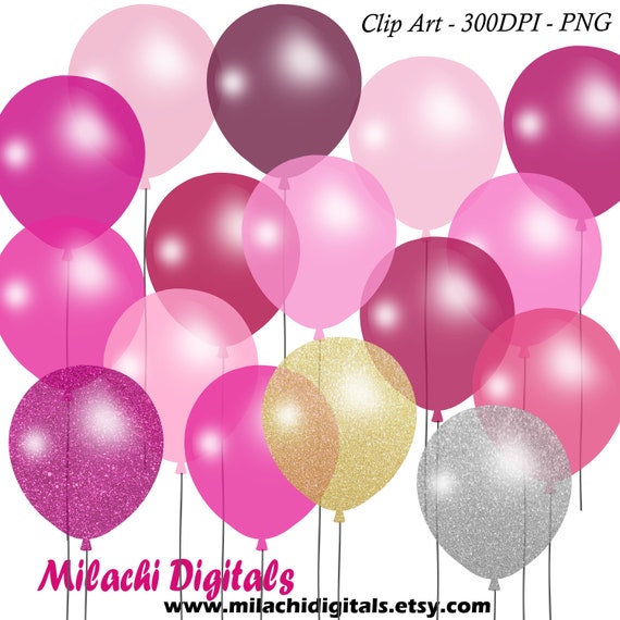 Download Balloons Clipart Gold Silver Blue Pink Green Yellow Purple Birthday Clipart Baby Shower Digital Instant Download Commercial Use M843 Craft Supplies Tools Embellishments Kromasol Com