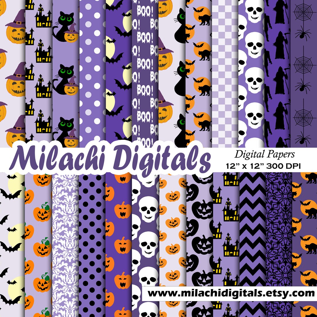 Halloween Digital Paper Seamless Patterns, Spooky Wallpaper, Trick or ...