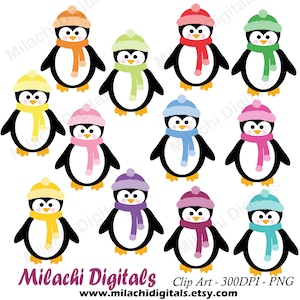 Penguin clipart vacances scrapbook éléments hiver mignon carte imprimable faire des artisanat papier cupcake toppers utilisation commerciale M816