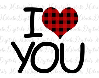 Valentine's Day I Love You PNG, Sublimation Download, DTG Printing, Clipart, Sublimation Design, Love Sublimation PNG Red Plaid M82