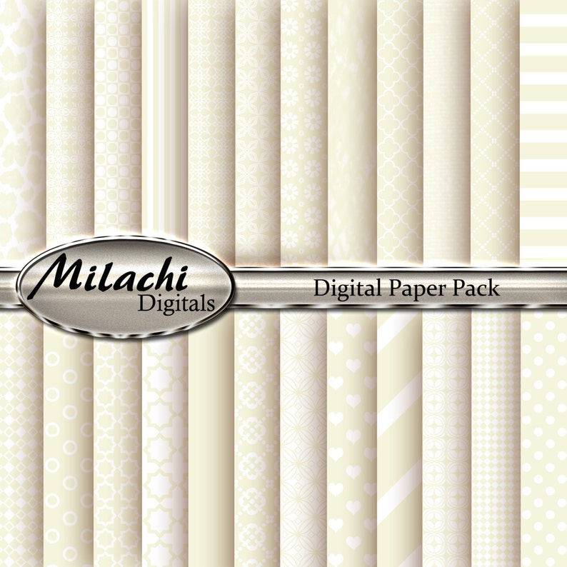 Beige and White Digital Paper Pack Commercial Use Instant Download M161 image 1