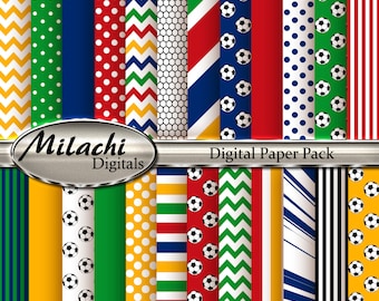 World Cup Brazil Digital Paper Pack, Scrapbook Papers, Commercial Use - Instant Download - M128