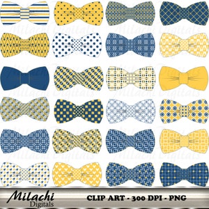 Midnight Blue e Sunglow Bow Tie clipart, clip digitale arte, stampabile, commerciale utilizzare - Instant Download - M266
