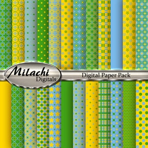 Grün blau und gelb Digital Paper Pack - kommerzielle Nutzung - Instant-Download - M172