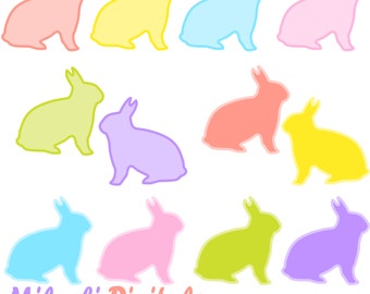 Bunny Digital Clip Art, Easter Bunny Clipart, Rabbit Clipart, Commercial Use, Instant Download - M359