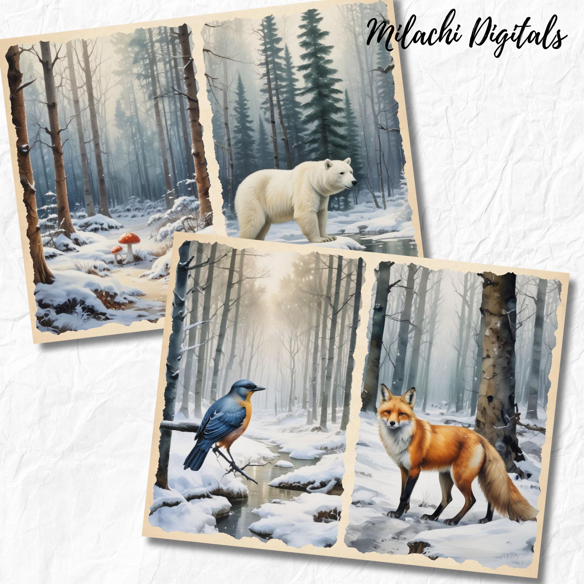 Winter Forest Junk Journal Printable Pages, Winter Scrapbook Paper ...