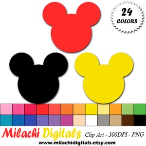 Clipart Topolino, mickey testa clip art, icone, grafica, scrapbooking digitale, uso commerciale - Instant Download - M345