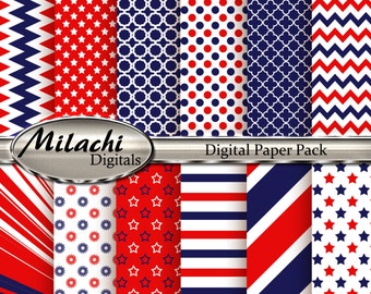 Fourth of July Digital Paper Pack - Commercial Use - Instant Download - M4