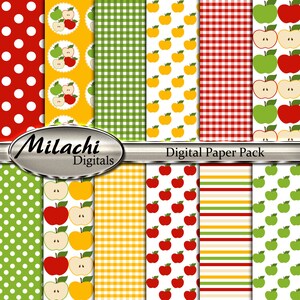 Apple digitale Papiere, tupfen, Streifen, Karo, Picknickzeit - kommerzielle Nutzung - Instant-Download - M273