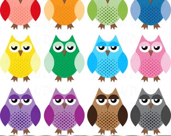 Leuke uil clipart, digitale clip art, afdrukbare, commercieel gebruik - Instant downloaden - M262