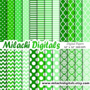 Grün, Papier, Scrapbook Papiere, Hintergrund, Punkte, Streifen, marokkanische Muster, Chevron, Damast - M530