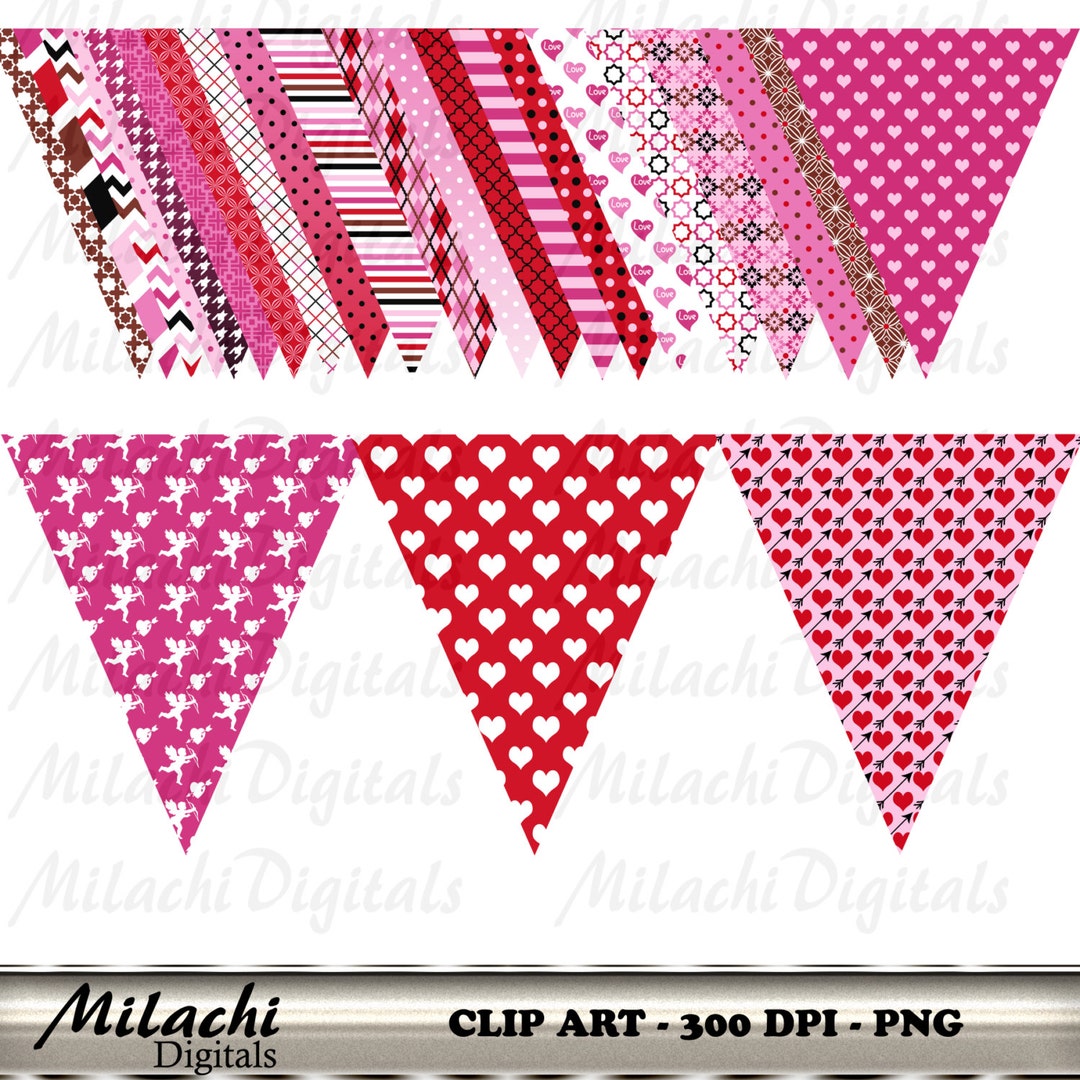 Valentine's Day Triangle Flag Banner Clip Art Digital Clipart Commercial  Use - Printable Clipart - Instant Download - M233 - Etsy New Zealand, image size:1080x1080