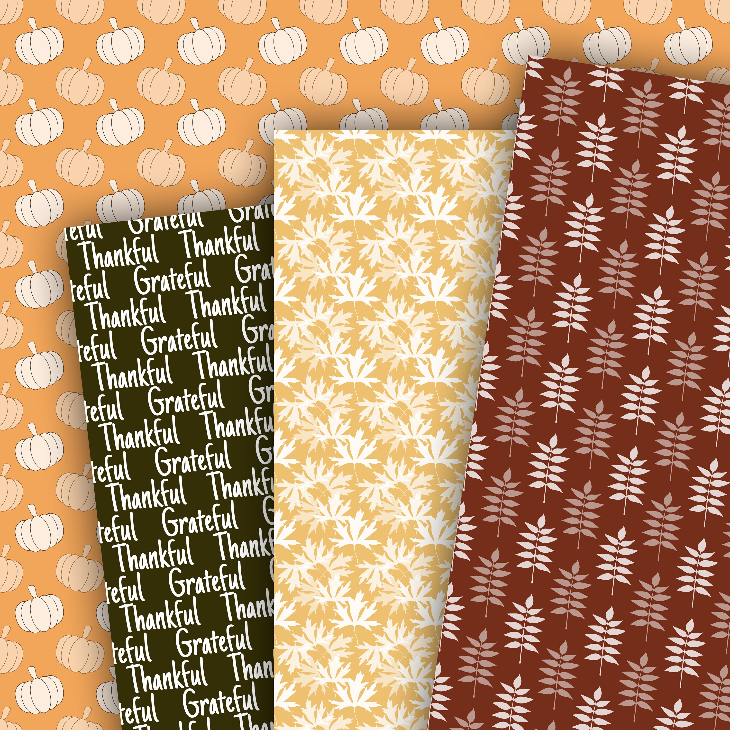 Fall Digital Paper Seamless Patterns Thanksgiving Scrapbook Papers ...