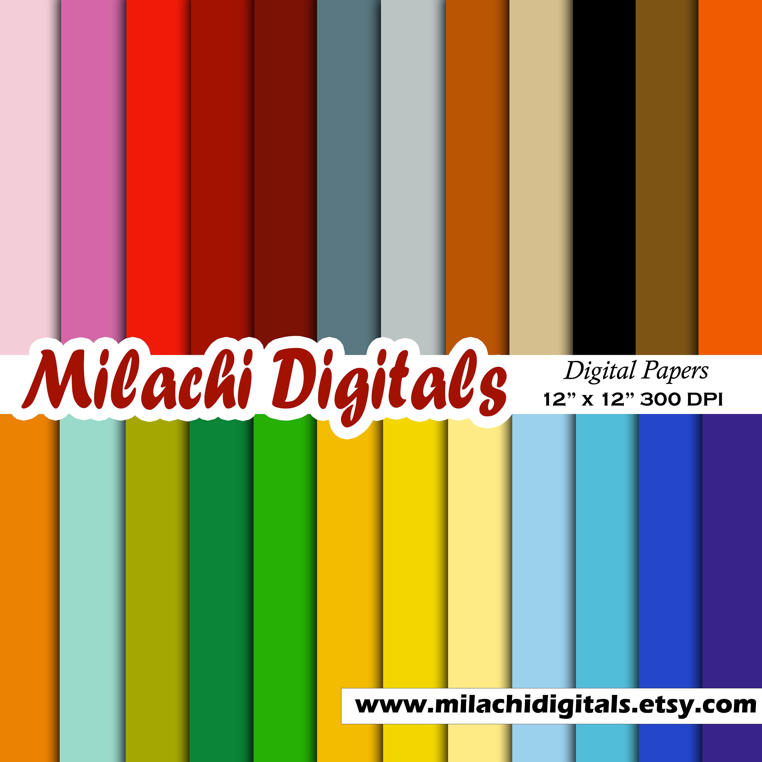 Solid Colors Digital Paper Printable Digital Scrapbooking Kit Basic ...