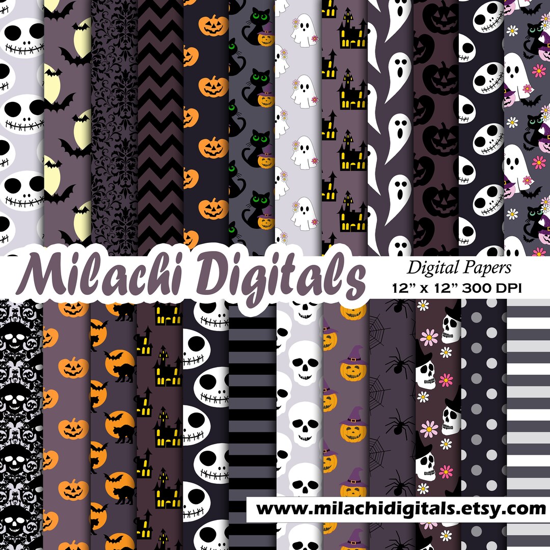 Halloween Digital Paper, Trick or Treat Scrapbook Papers, Seamless ...
