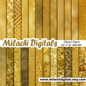 Gold digitales Papier, Gold Scrapbook Papier, Gold Muster, Gold-Hintergrund, Metallic-Gold, Goldfolie Papier, kommerzielle Nutzung, M593