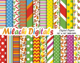 Cinco de Mayo digital paper, fiesta scrapbook papers, Mexican wallpaper, donkey background - M387