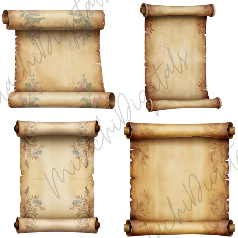 14 PNG Medieval Scroll Clipart, Vintage Scroll, Scroll Paper, Junk ...