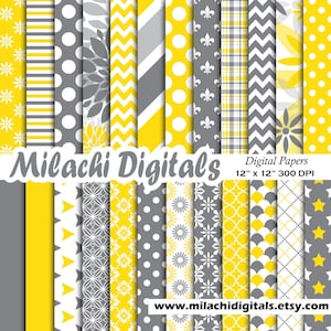 Grijs en geel digitale papier scrapbook papier behang patronen achtergrond commercieel gebruik - M590