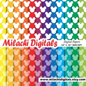 Mickey Maus digitales Papier Minnie Scrapbook Papier Muster Mickey Hintergrund Geburtstag Partei Papiere druckbare kommerzielle Nutzung M860