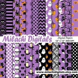 Halloween Digital Paper, Trick or Treat Scrapbook Papers, Seamless Patterns, Halloween Papers, Spooky Papers, Halloween Pumpkin - M1040