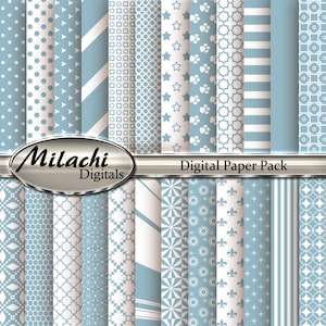 Baby Blue Digital Paper Pack, Scrapbook Papers, Commercial Use - Instant Download - M94