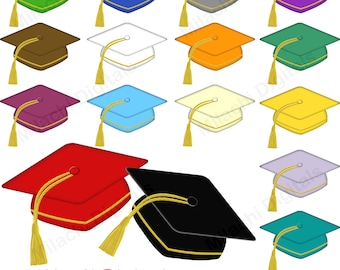 Abschluss-Mütze-Clipart, Graduierung Clipart, Vektorgrafiken, Absolvent Clipart, digitale ClipArt, kommerzielle Nutzung - M448