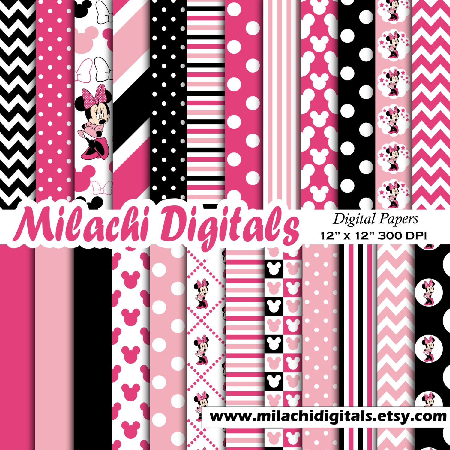 Minnie Mouse Digital Paper Scrapbook Papers Wallpaper - Etsy Minnie Mouse Digital Paper Scrapbook Papers Wallpaper - Etsy