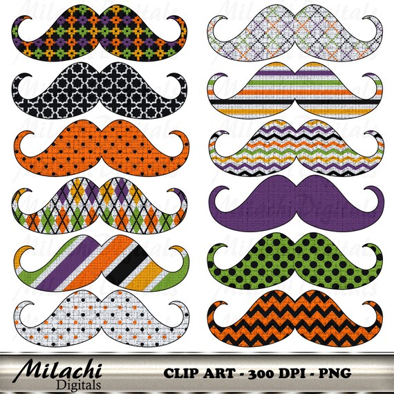 Halloween Mustache Digital Clip Art Commercial Use Instant