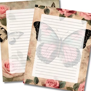 Printable Lined Butterfly Writing Paper Stationery, Printable ...