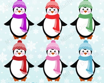 Penguin clipart, holiday clipart, winter penguins digital clip art, commercial use, instant download - M419