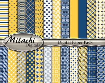 Yellow and Blue Digital Paper Pack - 8.5" X 11" - Commercial Use ...