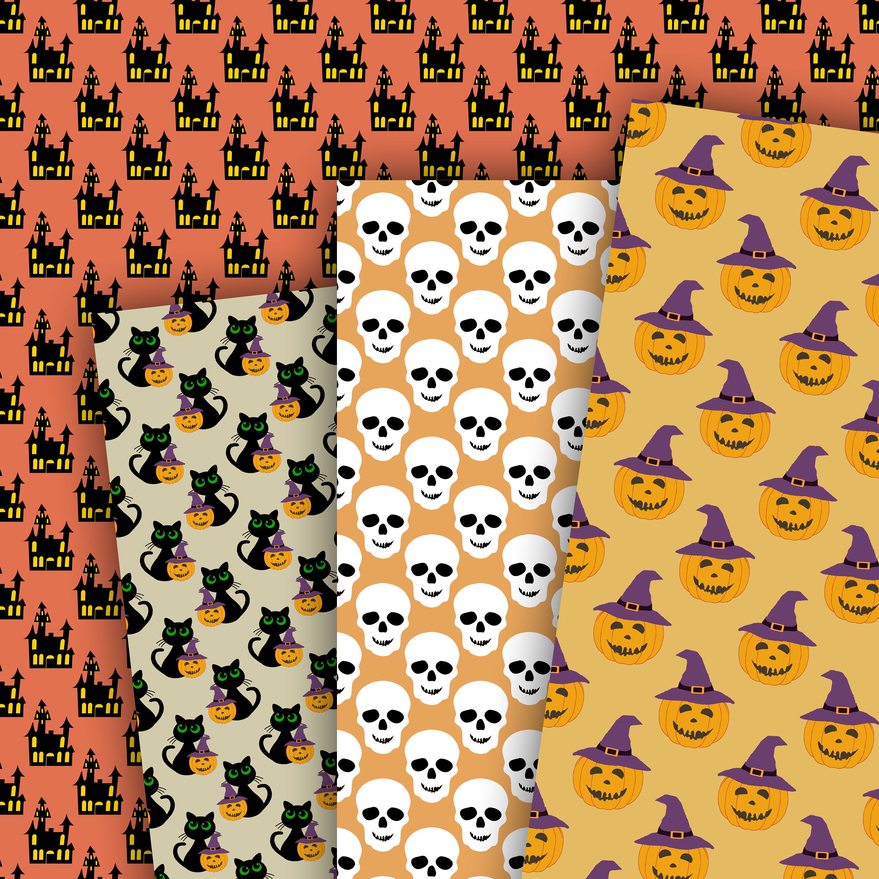 Halloween Digital Paper Seamless Patterns, Spooky Wallpaper, Trick or ...