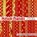 Red and Gold Christmas digital paper, holiday scrapbook papers, snowflake wallpaper,  reindeer background - M615 