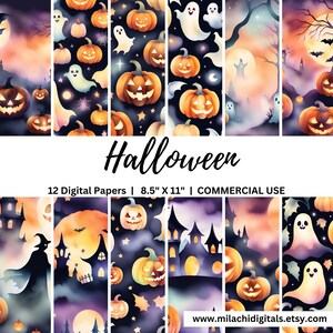 Halloween Digital Paper Pack 8.5&quot;x11&quot;, Halloween Junk Journal Printable Pages, Spooky Backgrounds, Printable Scrapbook Paper