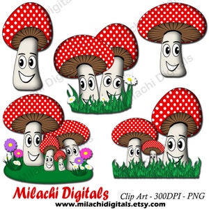 Mushrooms clipart, woodland clipart, vector graphics, forest clipart, digital clip art, commercial use - M464