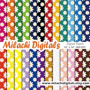 Pacote de papel digital Daisy, papéis de scrapbook de aniversário, fundos sem costura, padrão de tecido, capa de caderno, uso comercial, flores - M987