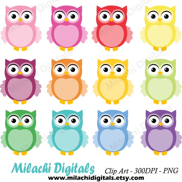 Cute owl clipart animal clip art printable planner stickers paper crafts scrapbooking clipart set colorful commercial use M814