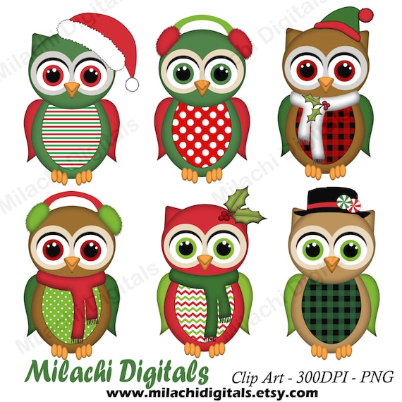 Weihnachten Eulen Cliparts Urlaub Clipart Vektorgrafiken Etsy