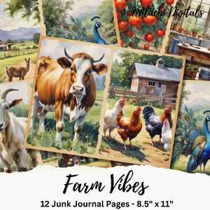 Farm Vibes Junk Journal Printable Pages, Farm Country Scrapbook Paper, Farmhouse Junk Journal Digital Collage Sheet, Instant Download