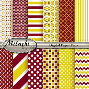 Burgundy and Citrine Digital Paper Pack - Commercial Use - Instant Download - M79