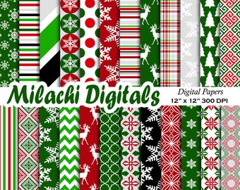 Papel digital de Navidad, papeles del álbum de recortes de vacaciones, fondo de pantalla copo de nieve, fondo de árbol de navidad - M594