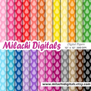 Droplets digital paper, rainy day scrapbook papers, raindrops wallpaper, background, commercial use - M493