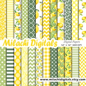 Zitrone Digitales Papier, nahtlos 12 "x 12" Scrapbook Papier, Junk Journal Seiten, Handwerk, Planer Hintergründe, Kartenherstellung, kommerzielle Nutzung