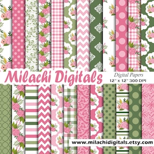 Floral Digital Papier Blume Papiere nahtlose Muster Muttertag Scrapbook Papier Blume Baby-Dusche Hintergründe Blumen Damast M902