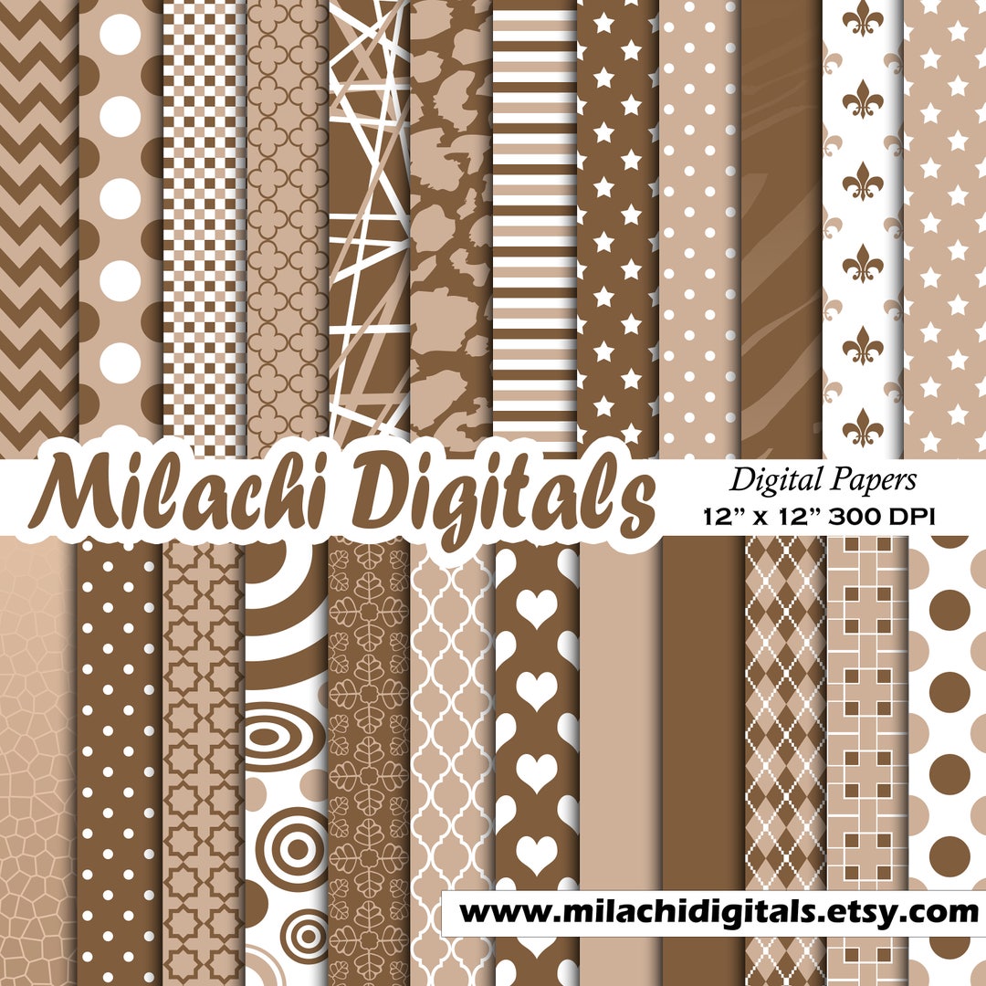 Brown Digital Paper, Brown Scrapbook Papers, Brown Polka Dots Wallpaper